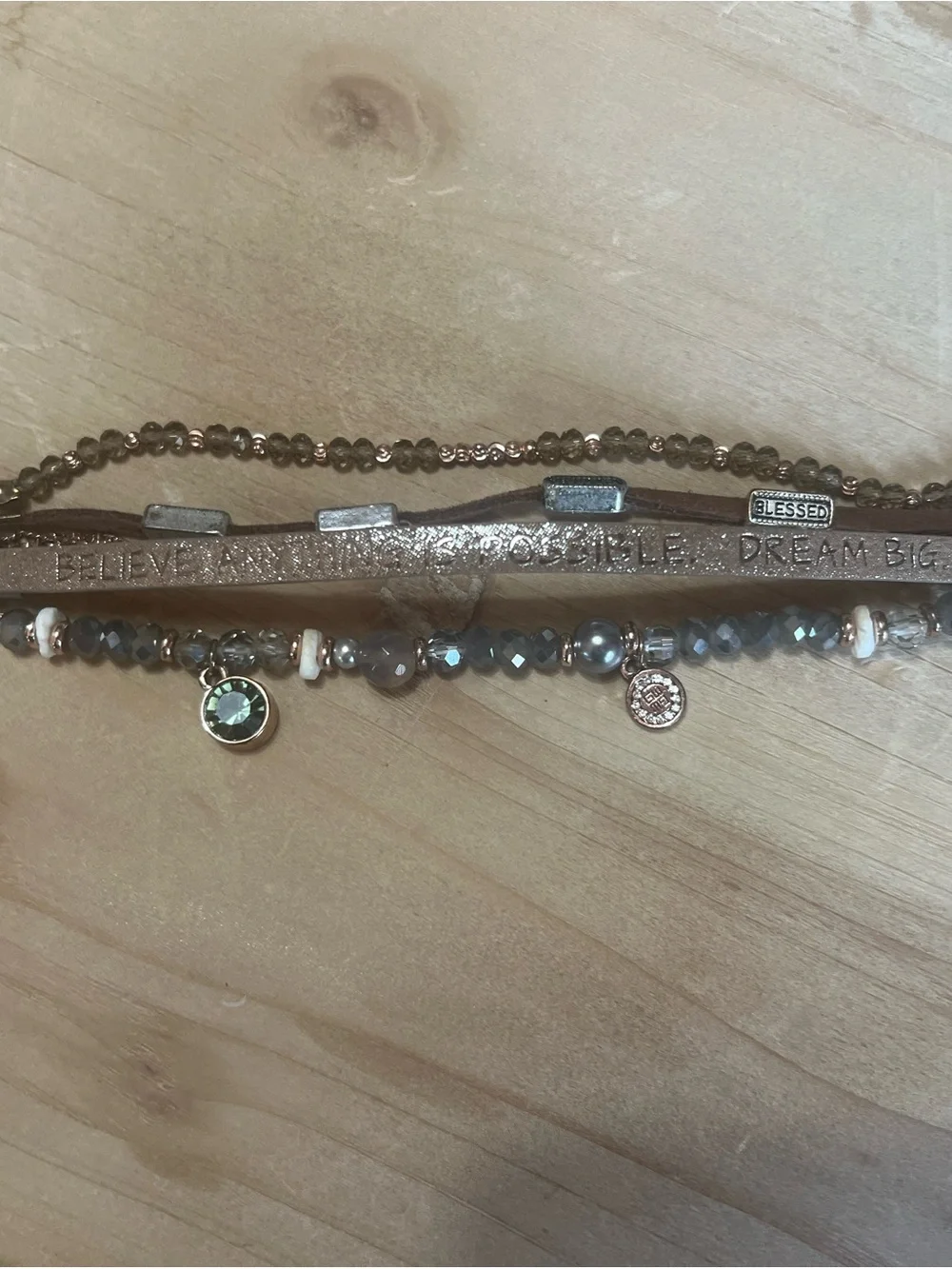 Multi-Strand Leather & Bead Bracelet - Inspirational Detail
